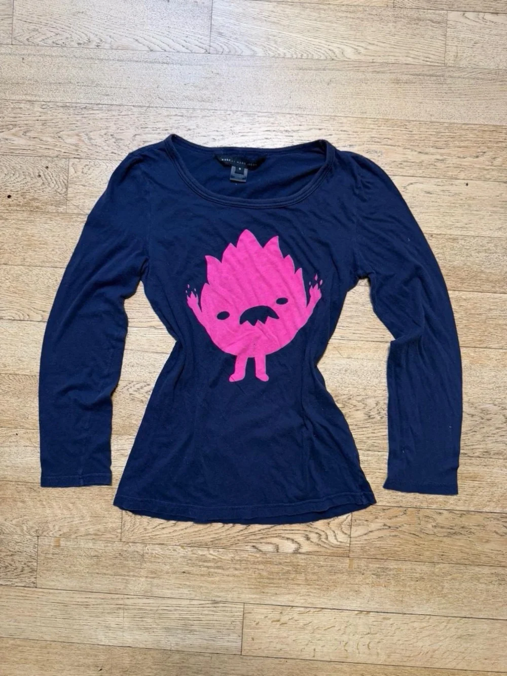 Marc by Marc Jacobs Pink Monster Long Sleeve Tee Top Y2K Graphic Indie Sleaze